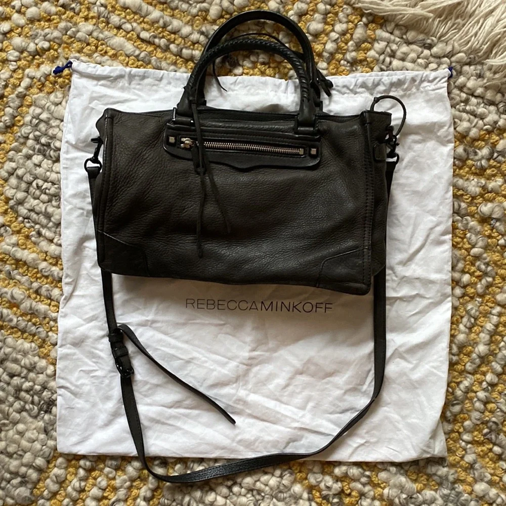 Rebecca Minkoff Regan Bag Black Nubuck Crossbody Satchel - Picture 2 of 11